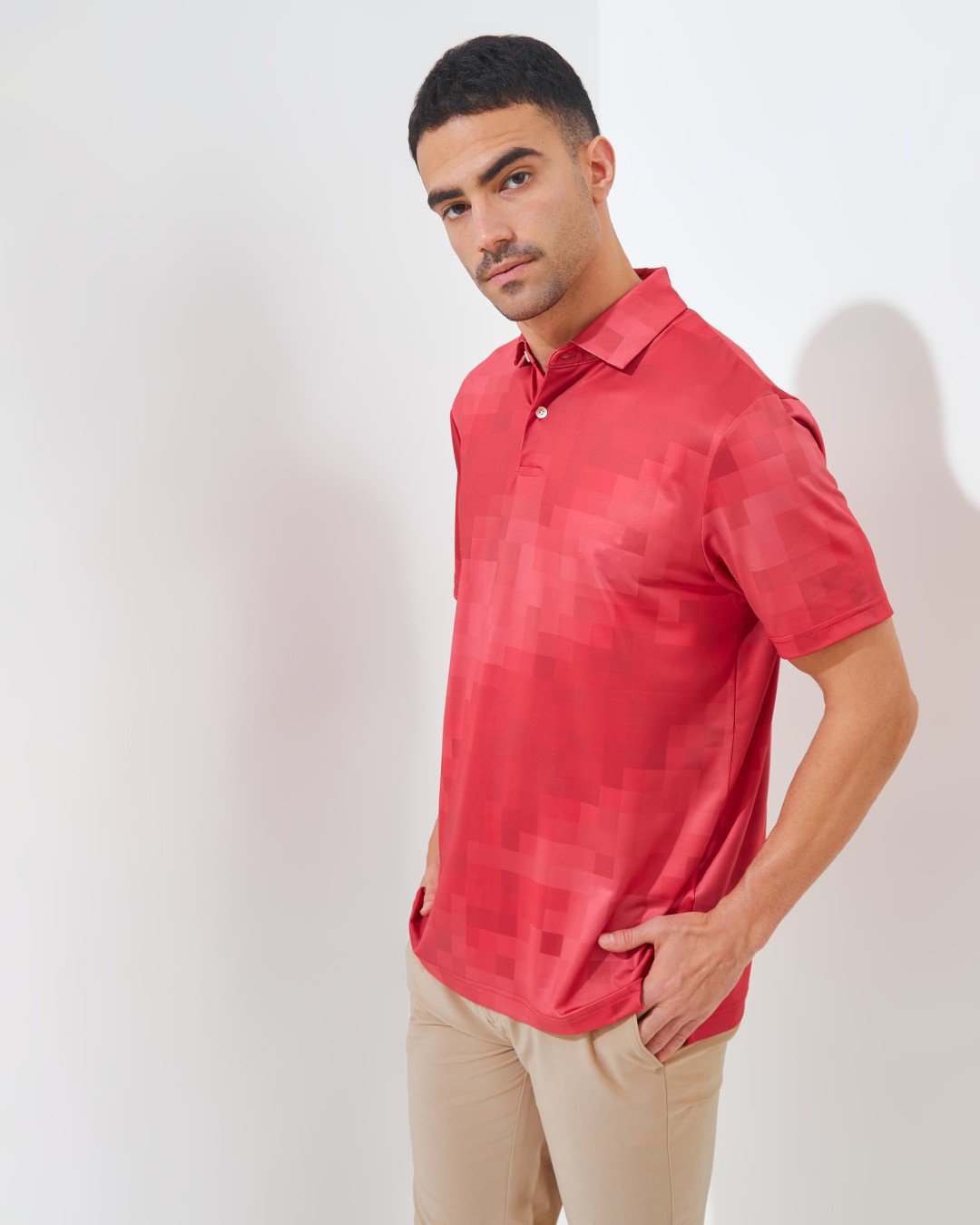 Jack Nicklaus Kowloon Premium Random Print Polo Autumn Red - Image 2