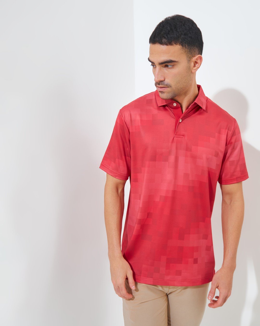 Jack Nicklaus Kowloon Premium Random Print Polo Autumn Red - Image 3