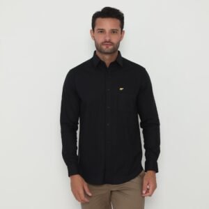 Jack Nicklaus Jett Kemeja Pria Lengan Panjang Slim Fit Black