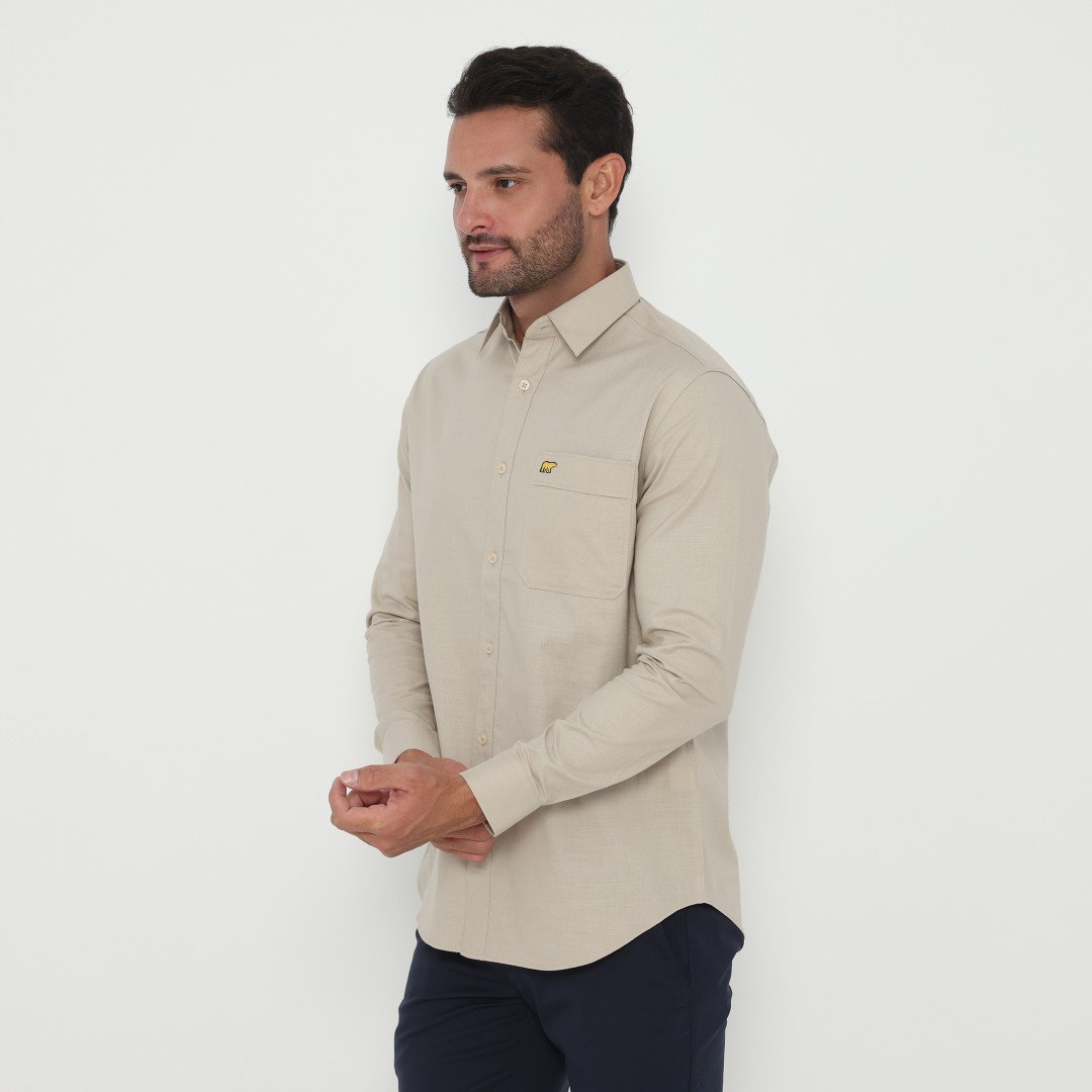 Jack Nicklaus Jett Kemeja Pria Lengan Panjang Slim Fit Khaki - Image 2