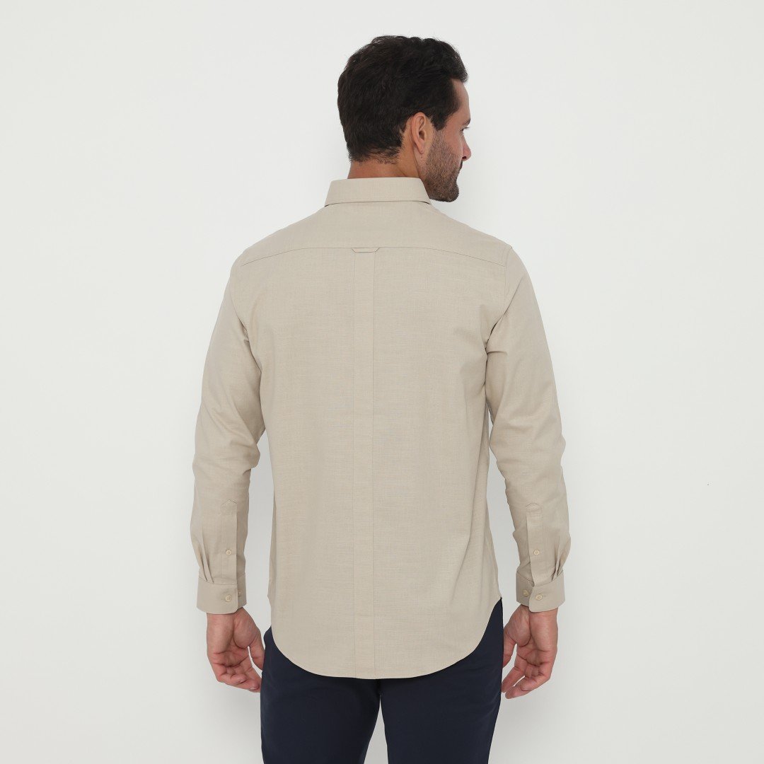 Jack Nicklaus Jett Kemeja Pria Lengan Panjang Slim Fit Khaki - Image 3