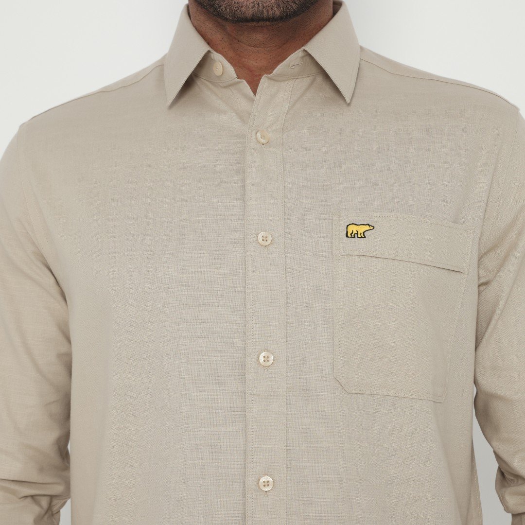 Jack Nicklaus Jett Kemeja Pria Lengan Panjang Slim Fit Khaki - Image 4