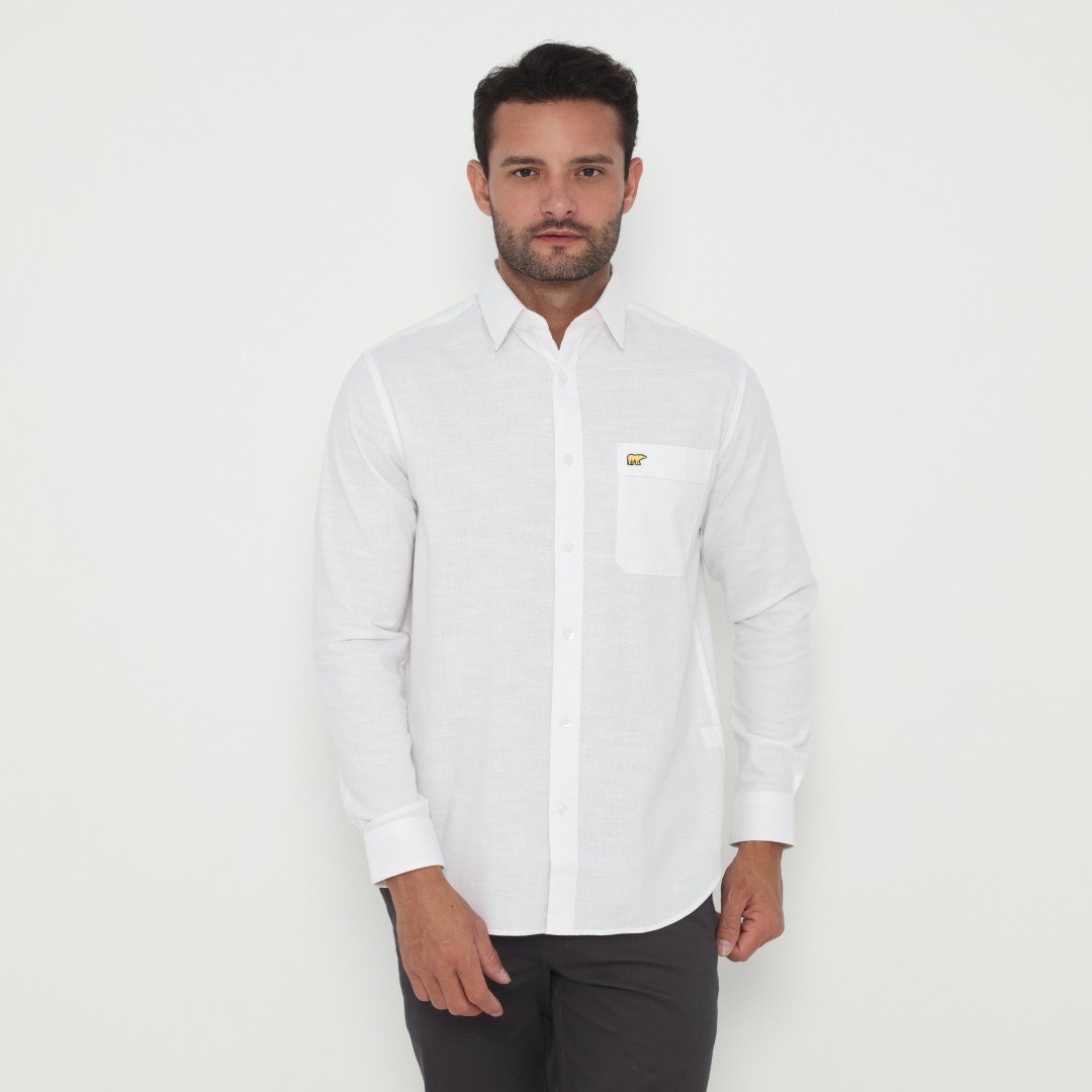 Jack Nicklaus Jett Kemeja Pria Lengan Panjang Slim Fit White