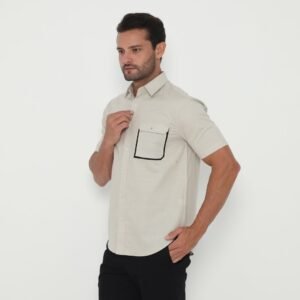 Jack Nicklaus Lander Kemeja Pria Lengan Pendek Slim Fit Khaki