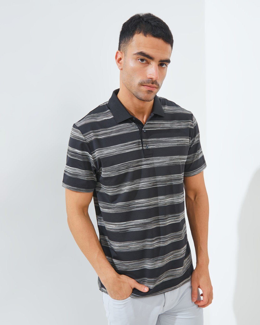 Jack Nicklaus Langham Premium Space Dye Stripe Polo Caviar