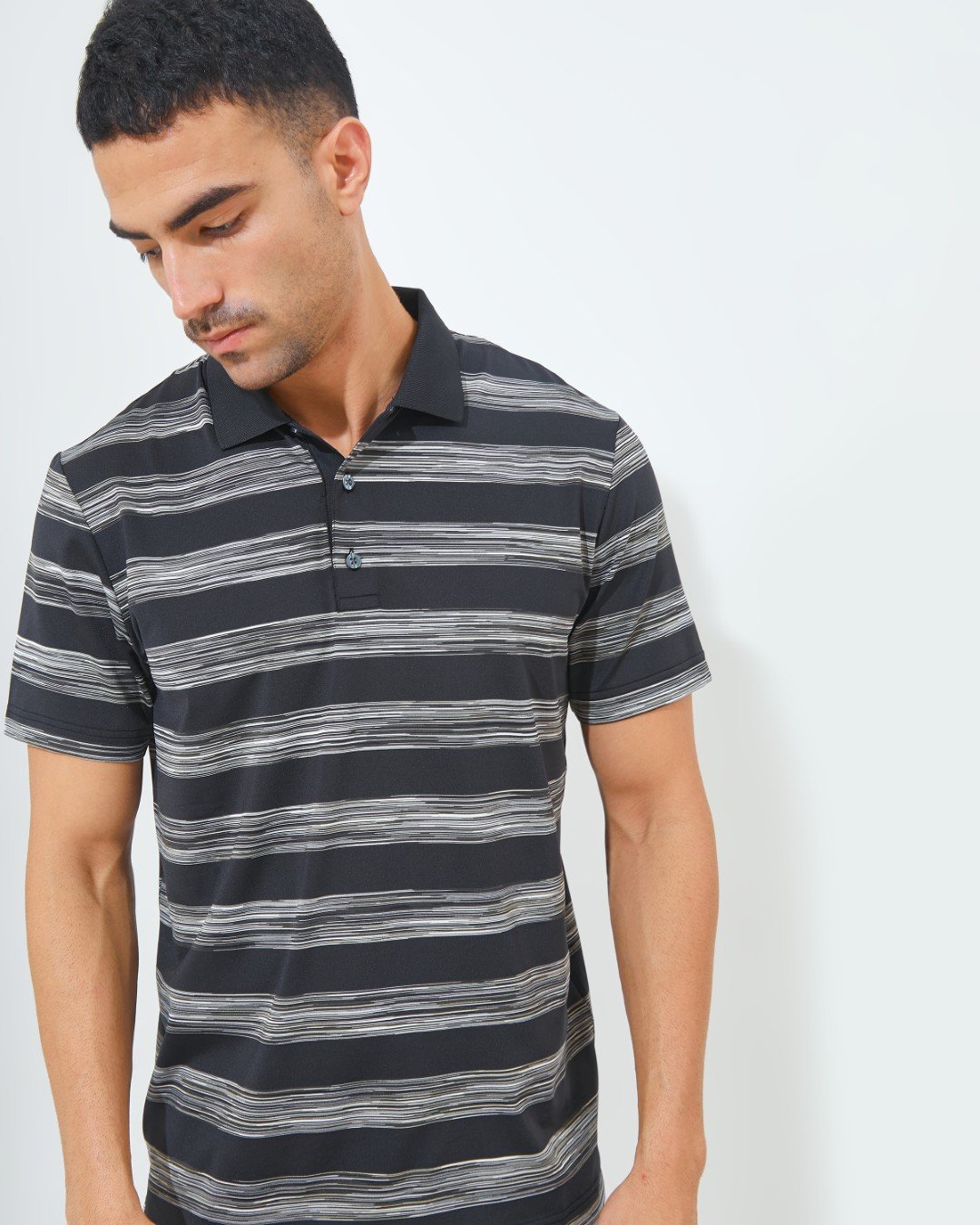 Jack Nicklaus Langham Premium Space Dye Stripe Polo Caviar - Image 2