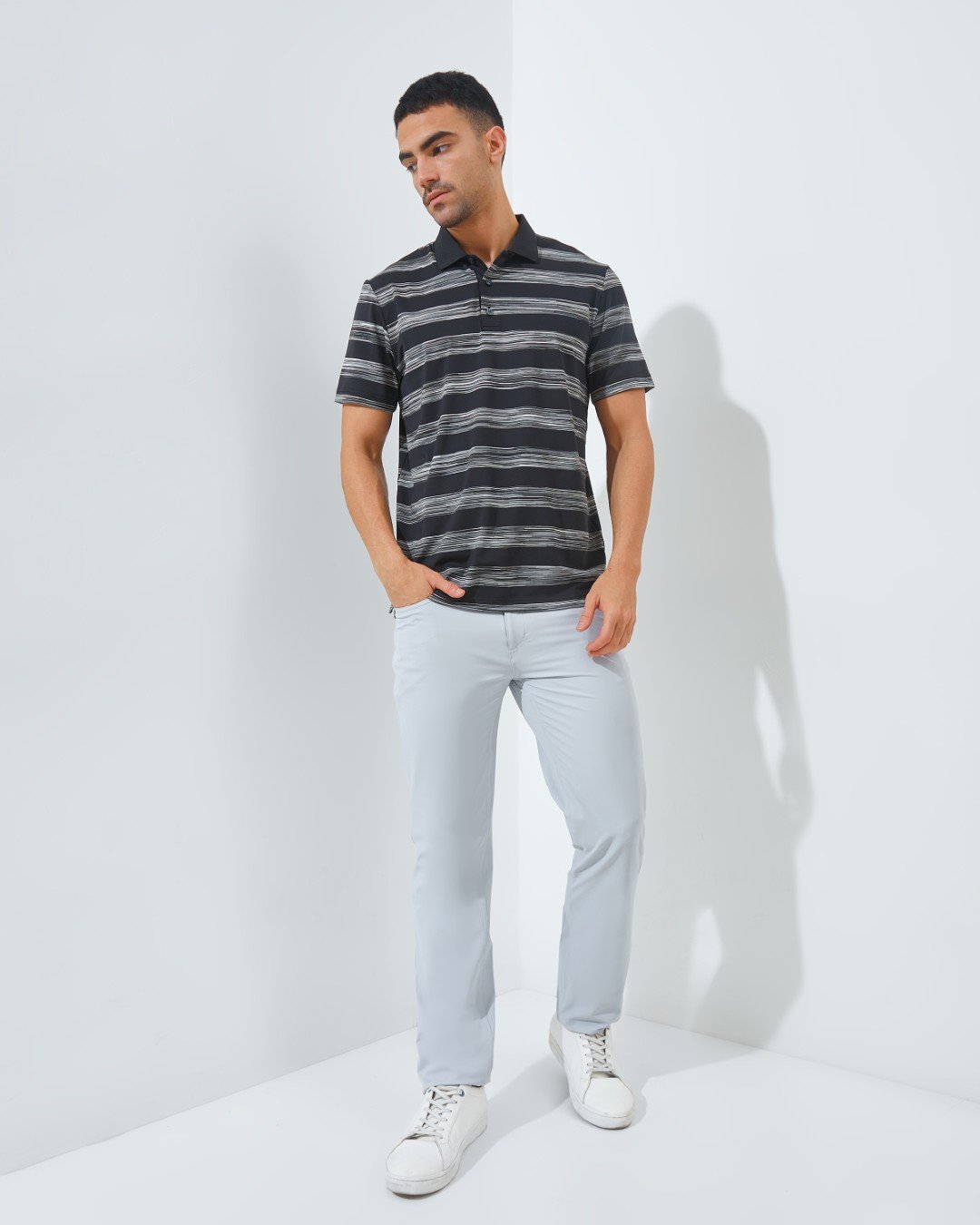 Jack Nicklaus Langham Premium Space Dye Stripe Polo Caviar - Image 6