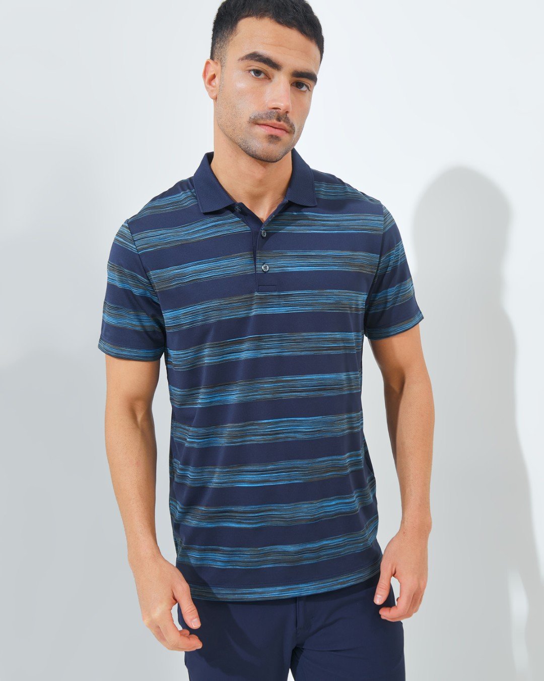 Jack Nicklaus Langham Premium Space Dye Stripe Polo Classic Navy