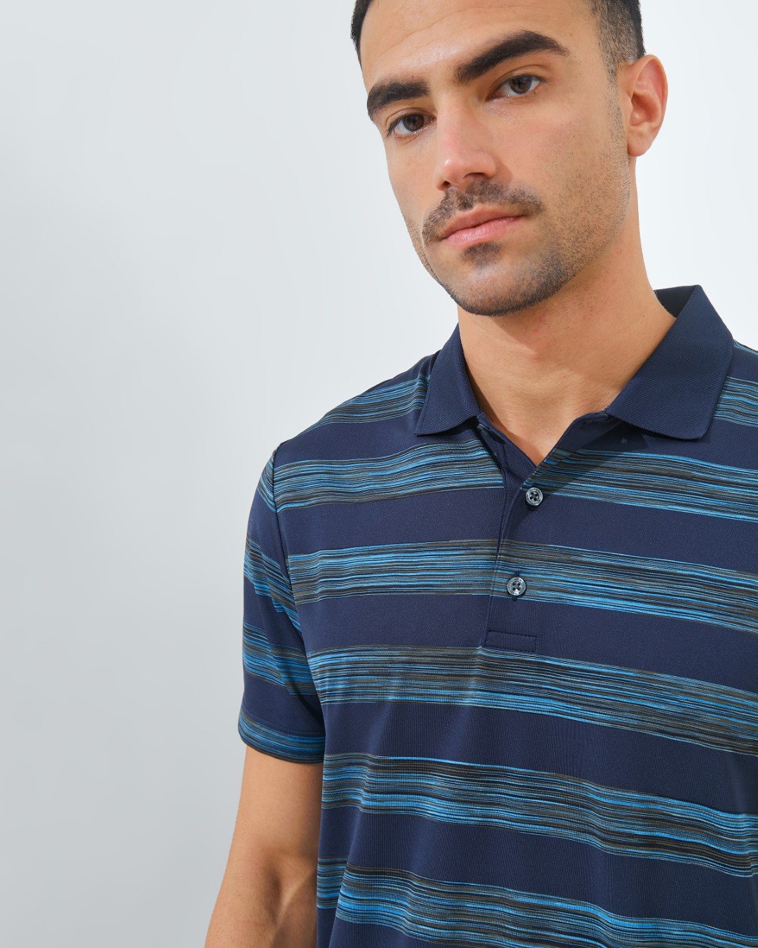 Jack Nicklaus Langham Premium Space Dye Stripe Polo Classic Navy - Image 4