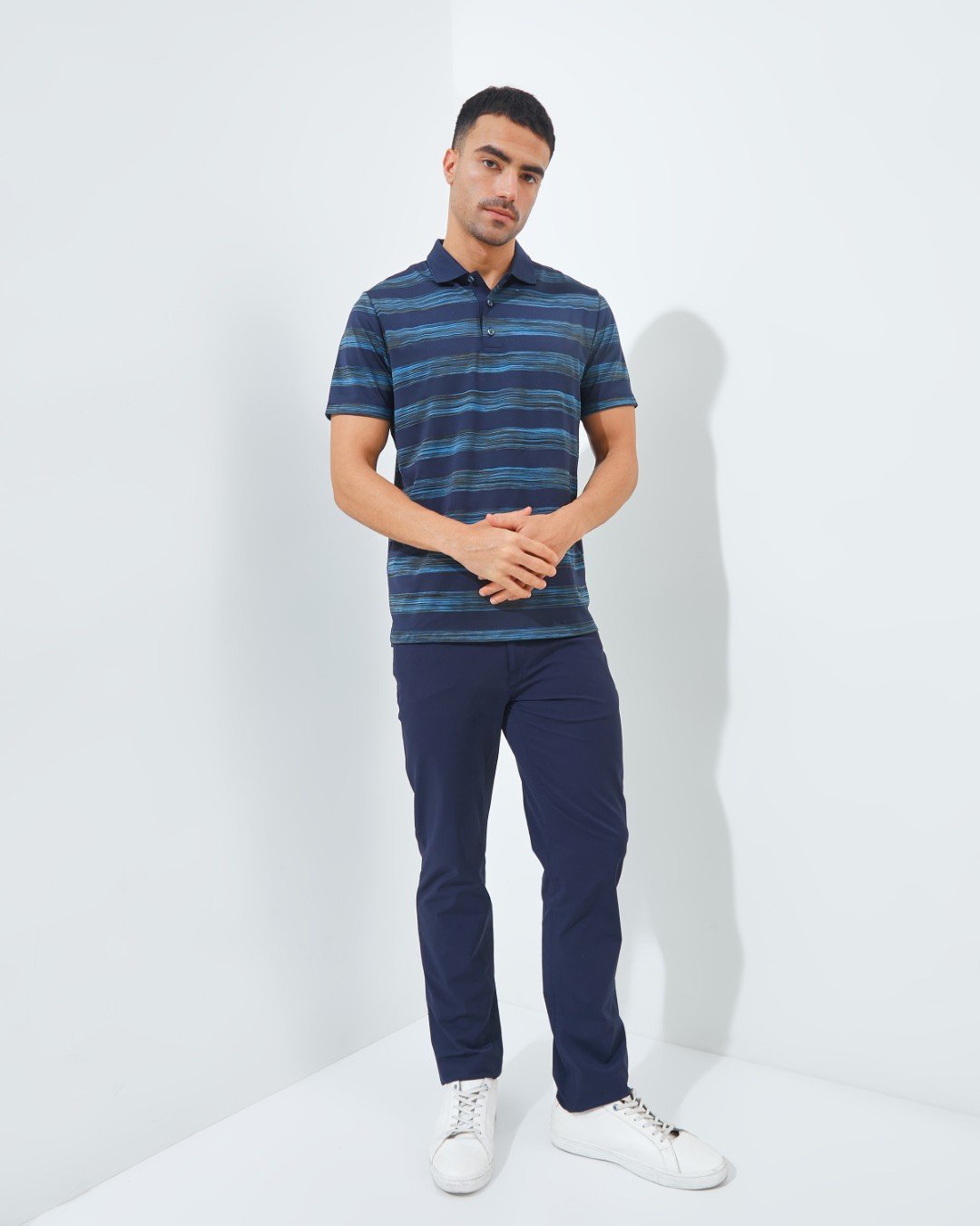 Jack Nicklaus Langham Premium Space Dye Stripe Polo Classic Navy - Image 6