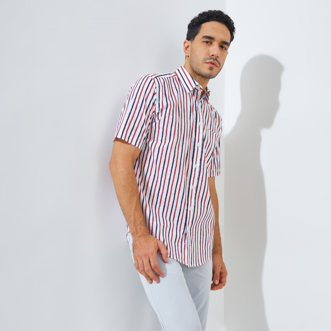 Jack Nicklaus Millennium Premium Men's Stripe Shirt Autumn Red - Image 2