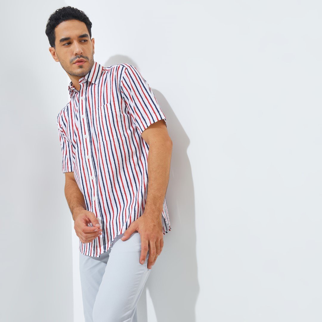 Jack Nicklaus Millennium Premium Men's Stripe Shirt Autumn Red - Image 3