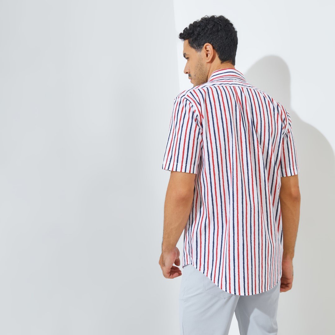 Jack Nicklaus Millennium Premium Men's Stripe Shirt Autumn Red - Image 4
