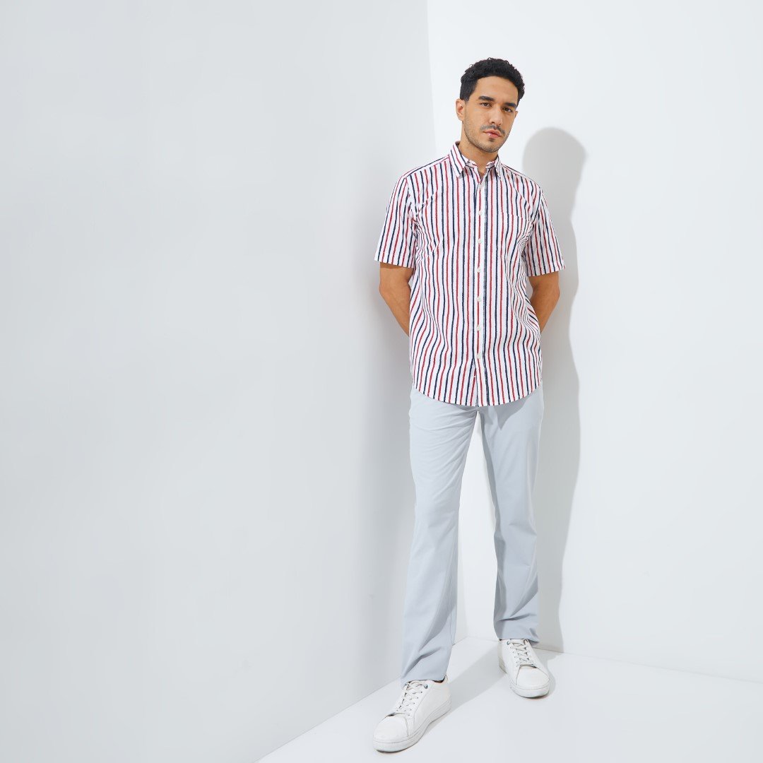 Jack Nicklaus Millennium Premium Men's Stripe Shirt Autumn Red - Image 6