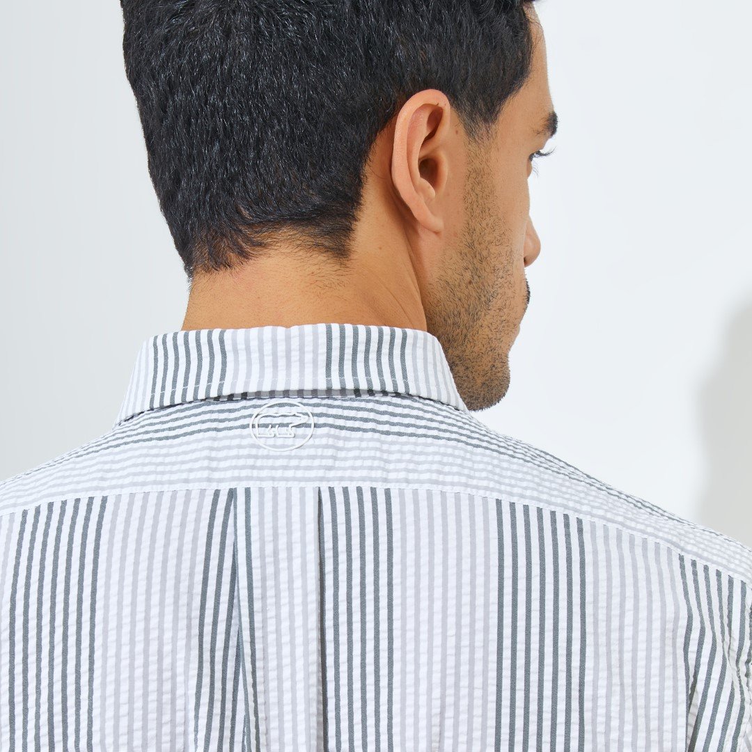 Jack Nicklaus Newworld Premium Men's Seersucker Stripe Shirt Grey Blast - Image 5