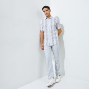 Jack Nicklaus Newworld Premium Men's Seersucker Stripe Shirt Grey Blast