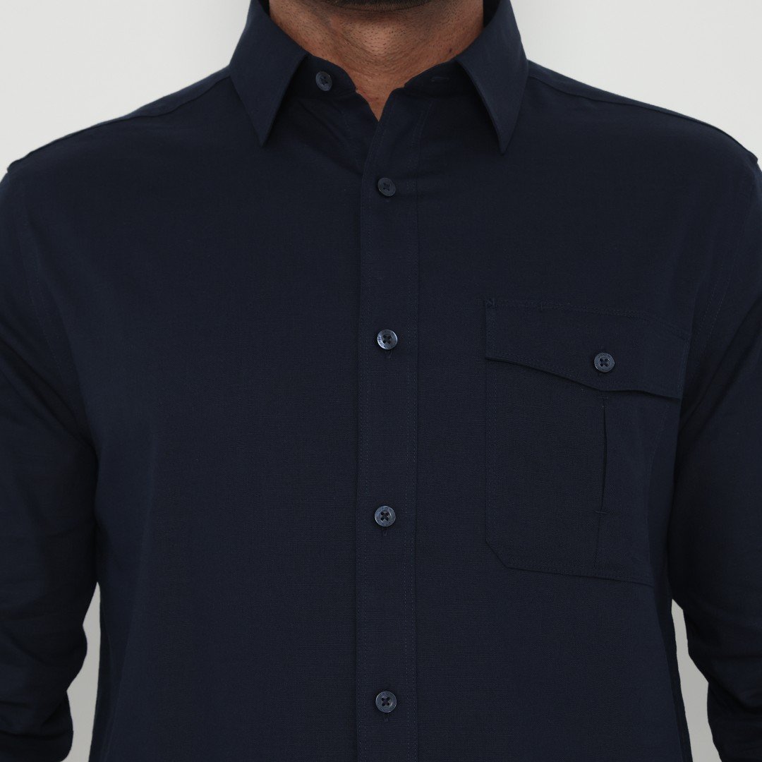 Jack Nicklaus Oberon Kemeja Pria Lengan Panjang Slim Fit Navy - Image 4