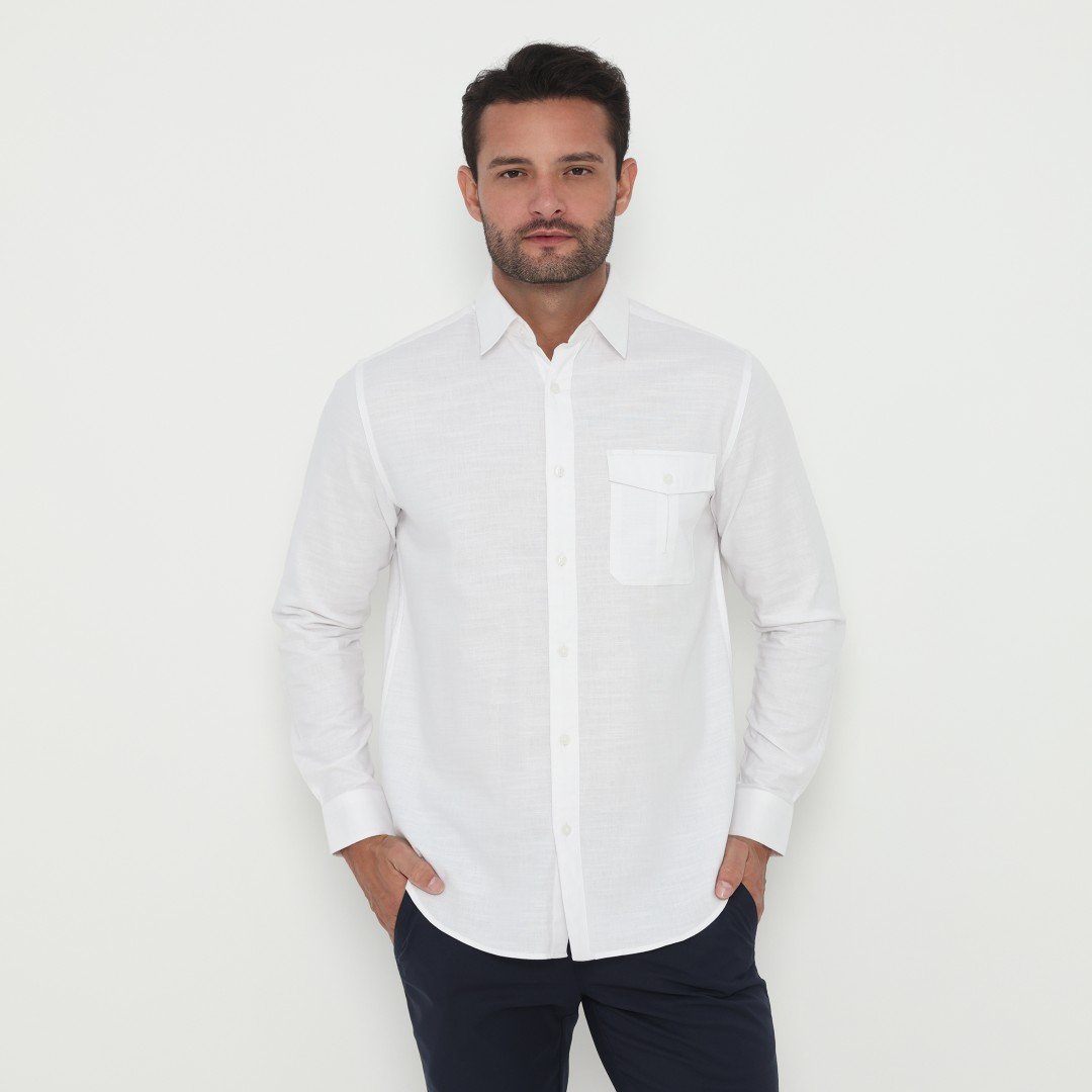 Jack Nicklaus Oberon Kemeja Pria Lengan Panjang Slim Fit White