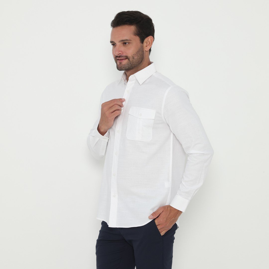 Jack Nicklaus Oberon Kemeja Pria Lengan Panjang Slim Fit White - Image 2