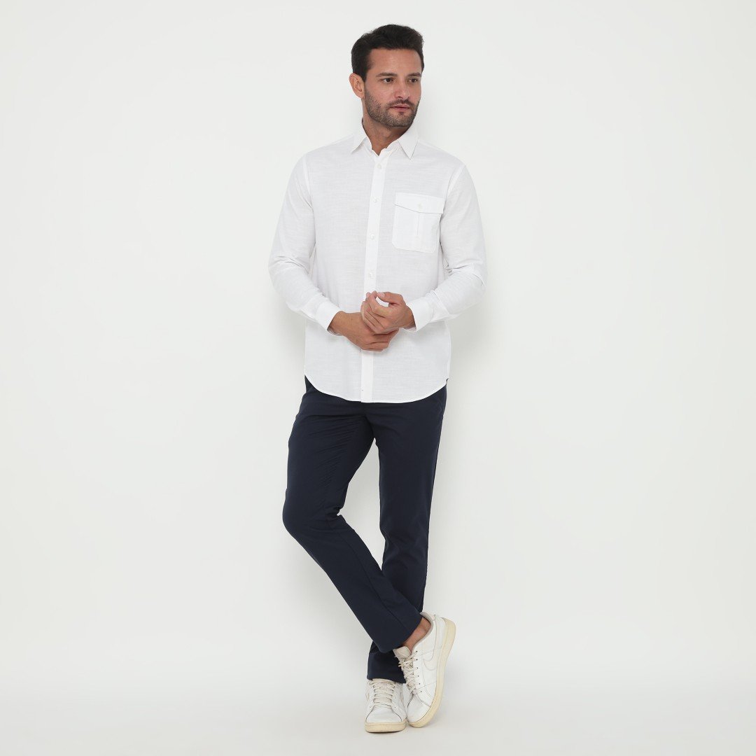 Jack Nicklaus Oberon Kemeja Pria Lengan Panjang Slim Fit White - Image 5