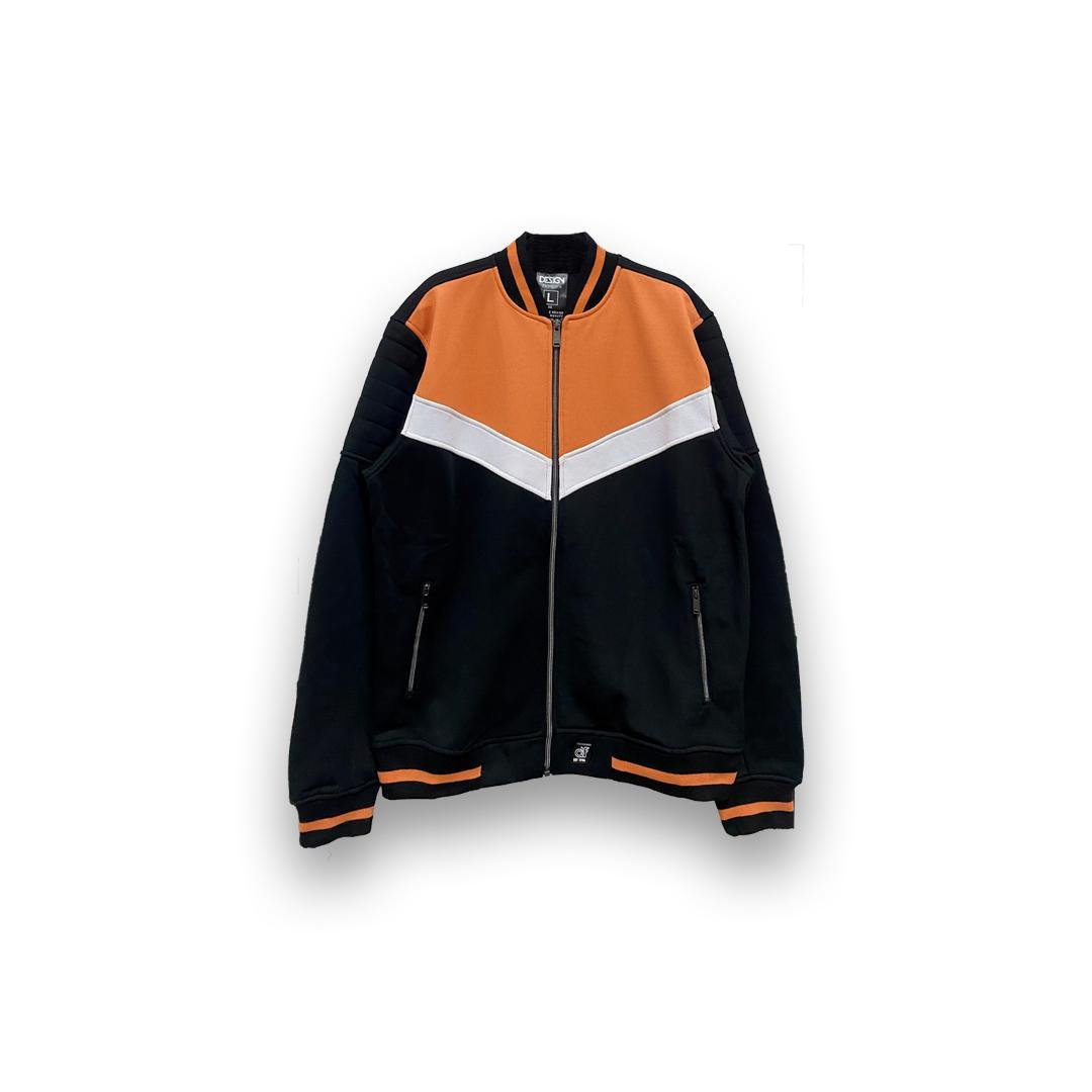 d&f Jaket Bomber Hitam Cut & Sewn Putih Orange