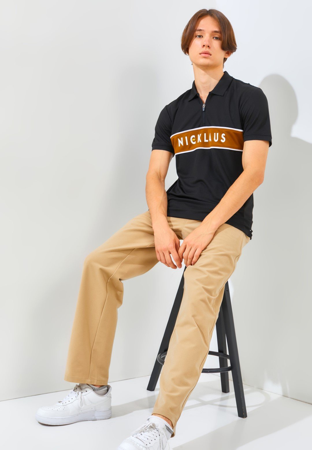 Jack Nicklaus Jaden Polo Shirt Pria Slim Fit Black - Image 5