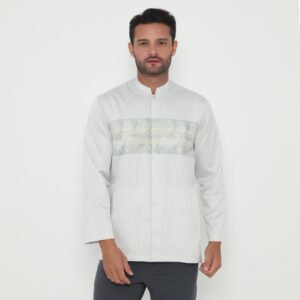 Jobb Abbas Baju Koko Pria Lengan Panjang Regular Fit Light Grey