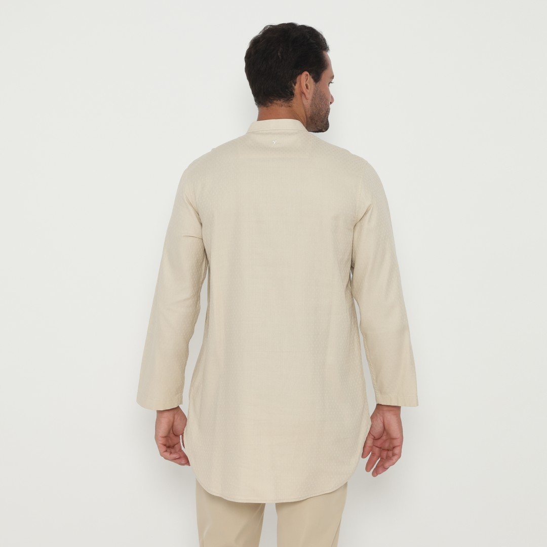 Jobb Aziz Baju Koko Pria Lengan Panjang Regular Fit Light Khaki - Image 3