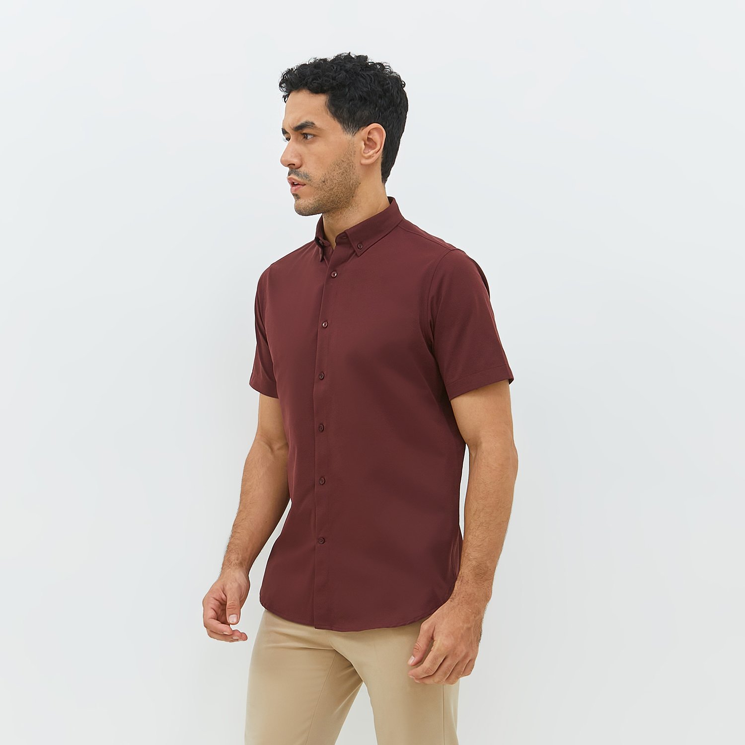 Jobb Edore Kemeja Pria Lengan Pendek Slim Fit Wine - Image 2