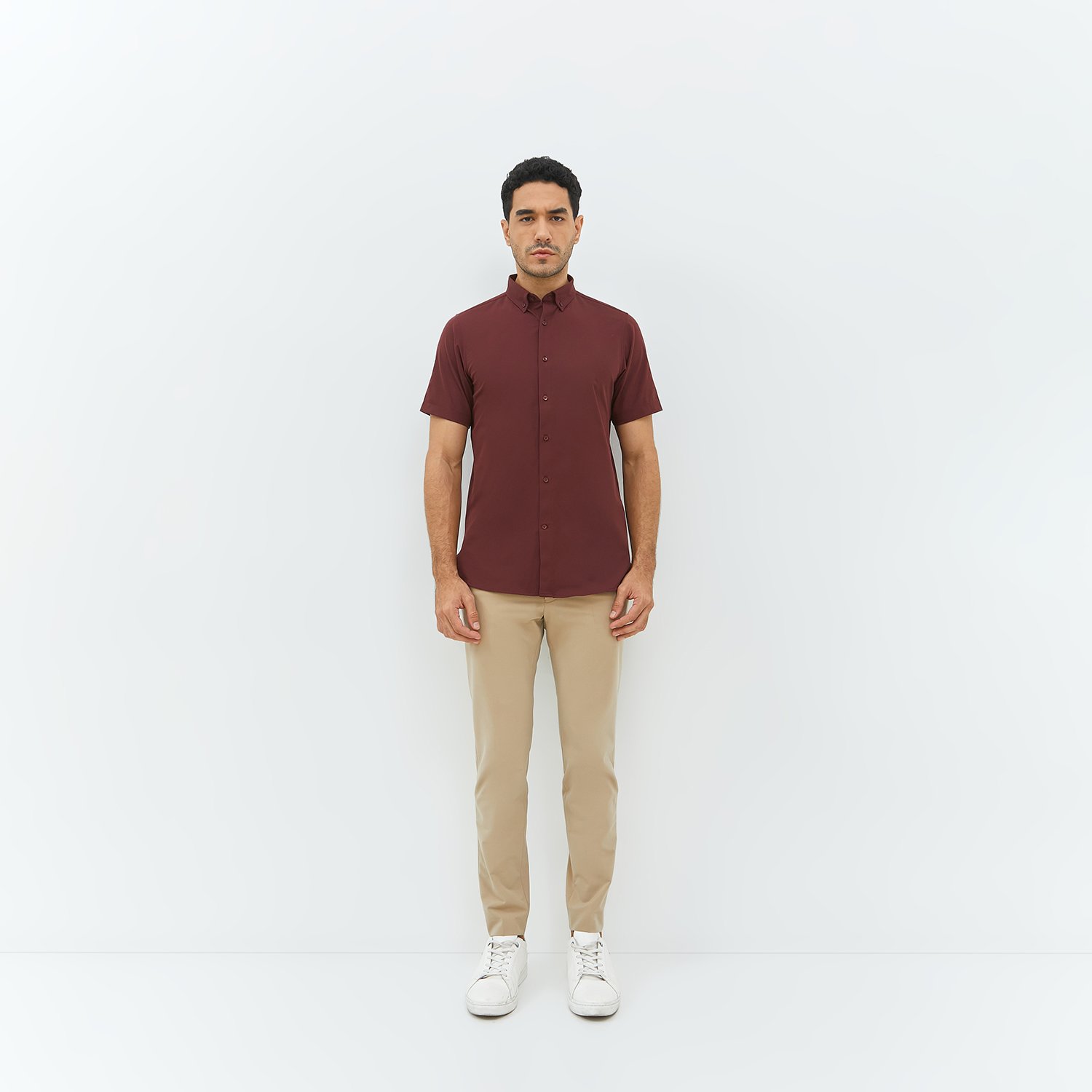 Jobb Edore Kemeja Pria Lengan Pendek Slim Fit Wine - Image 6