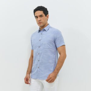 JOBB Finley Kemeja Pria Lengan Pendek Slim Fit Light Blue