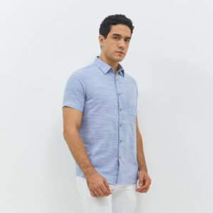 JOBB Finley Kemeja Pria Lengan Pendek Slim Fit Light Blue