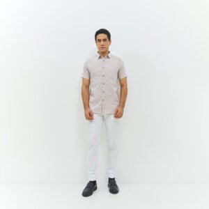 JOBB Finley Kemeja Pria Lengan Pendek Slim Fit Light Khaki