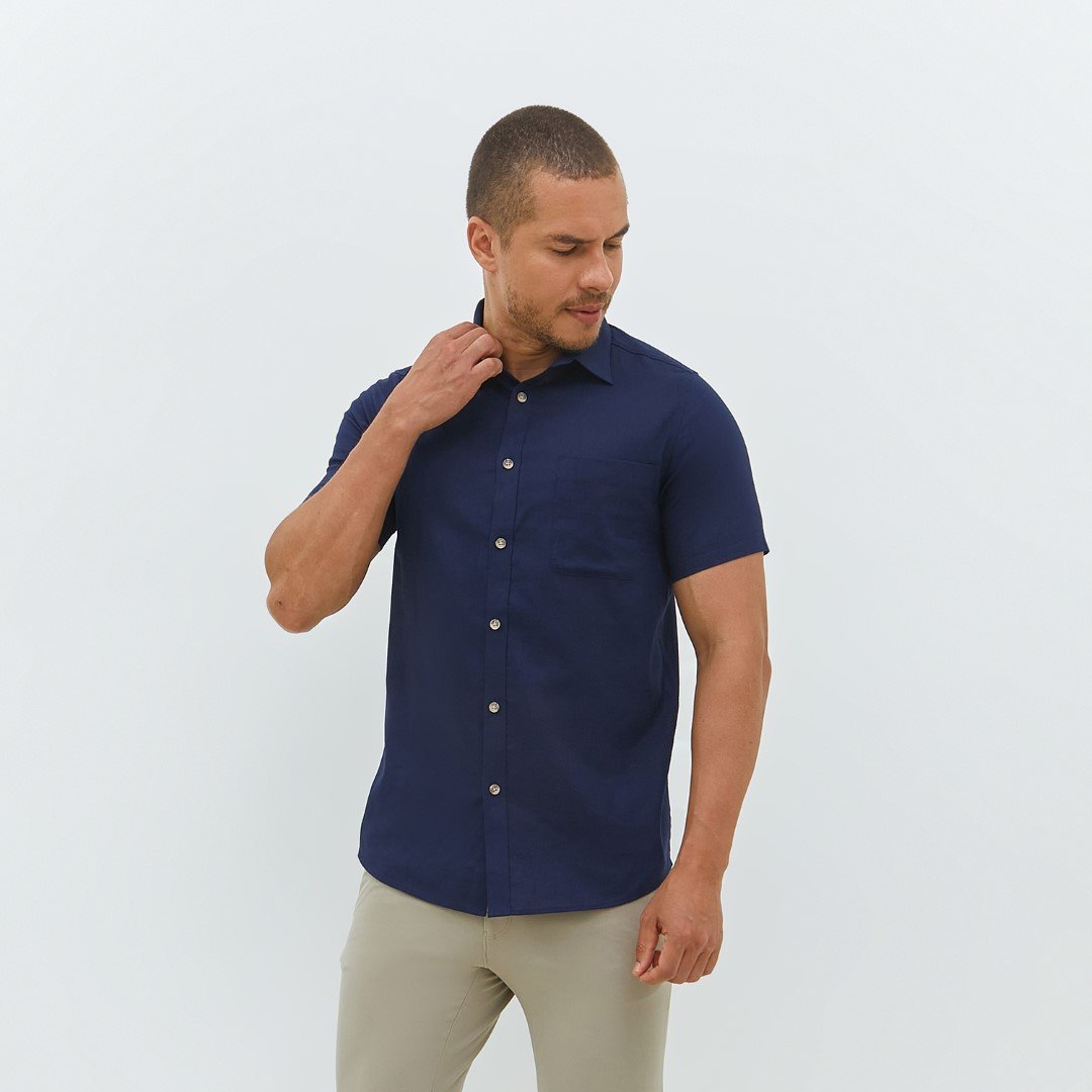 Jobb Fulton Kemeja Pria Lengan Pendek Slim Fit Navy
