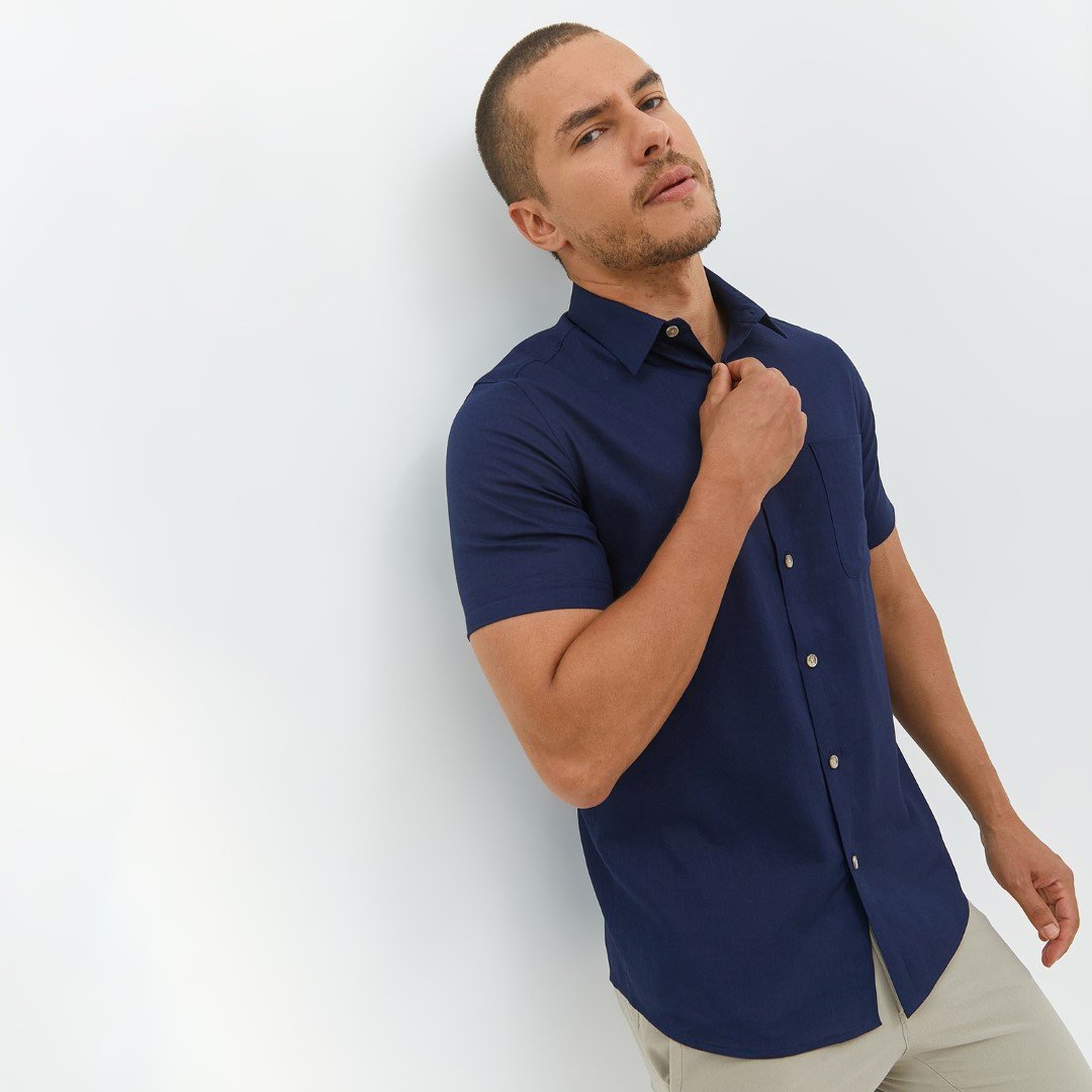 Jobb Fulton Kemeja Pria Lengan Pendek Slim Fit Navy - Image 5