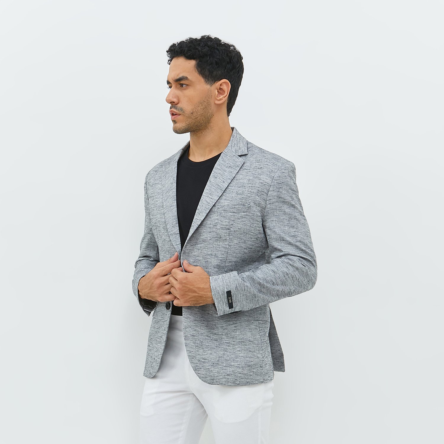 Jobb Hickory-T2 Blazer Pria Slim Fit Abu-Abu