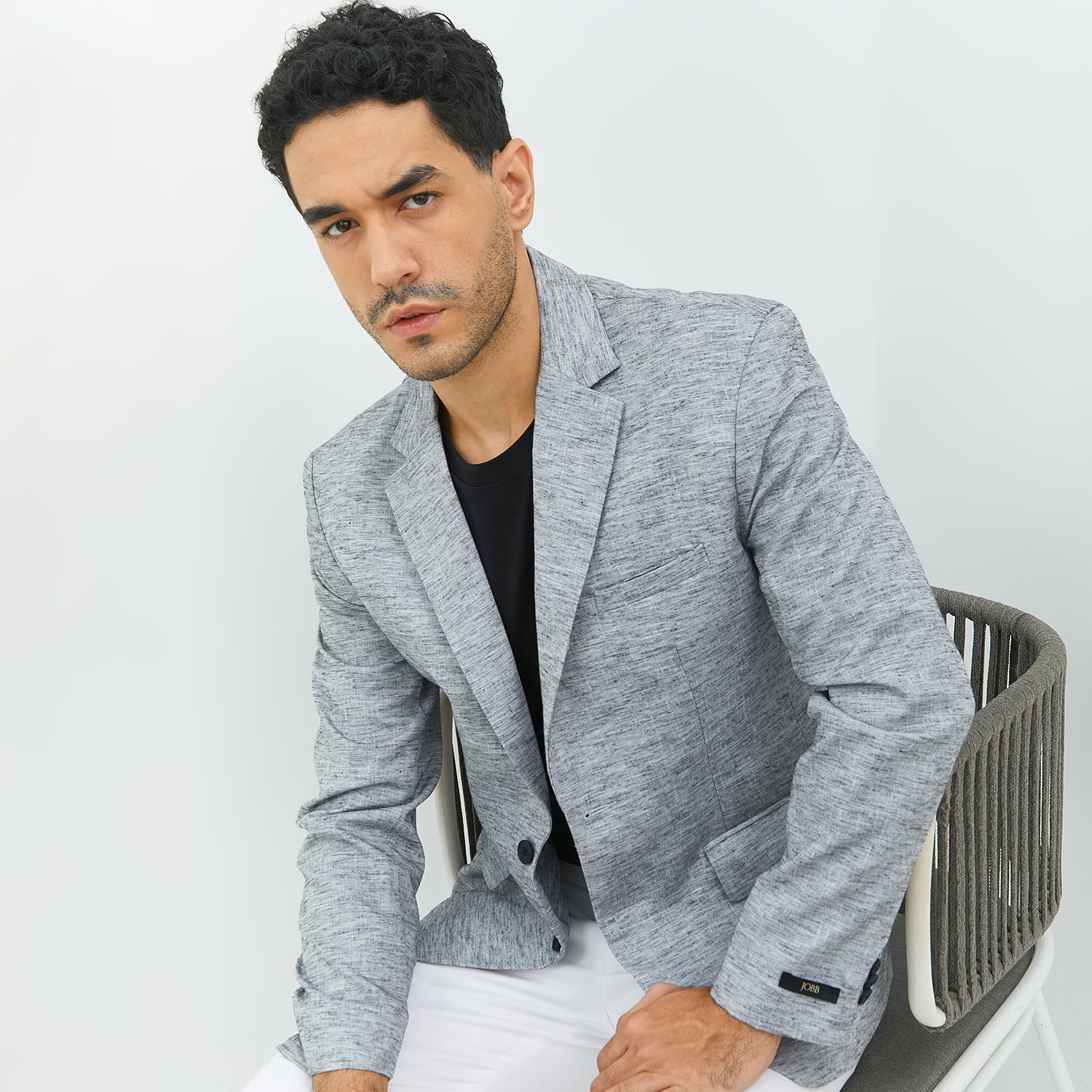 Jobb Hickory-T2 Blazer Pria Slim Fit Abu-Abu - Image 2