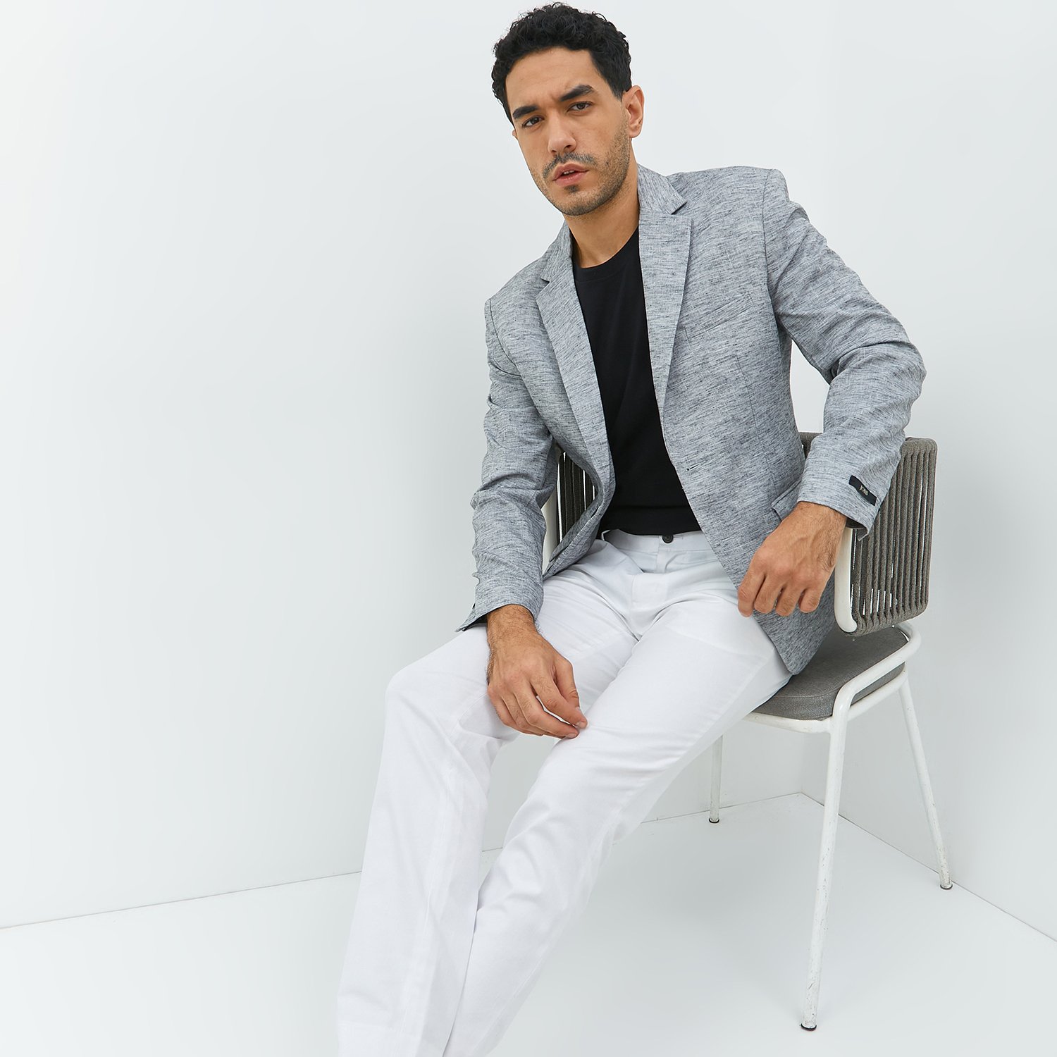 Jobb Hickory-T2 Blazer Pria Slim Fit Abu-Abu - Image 3
