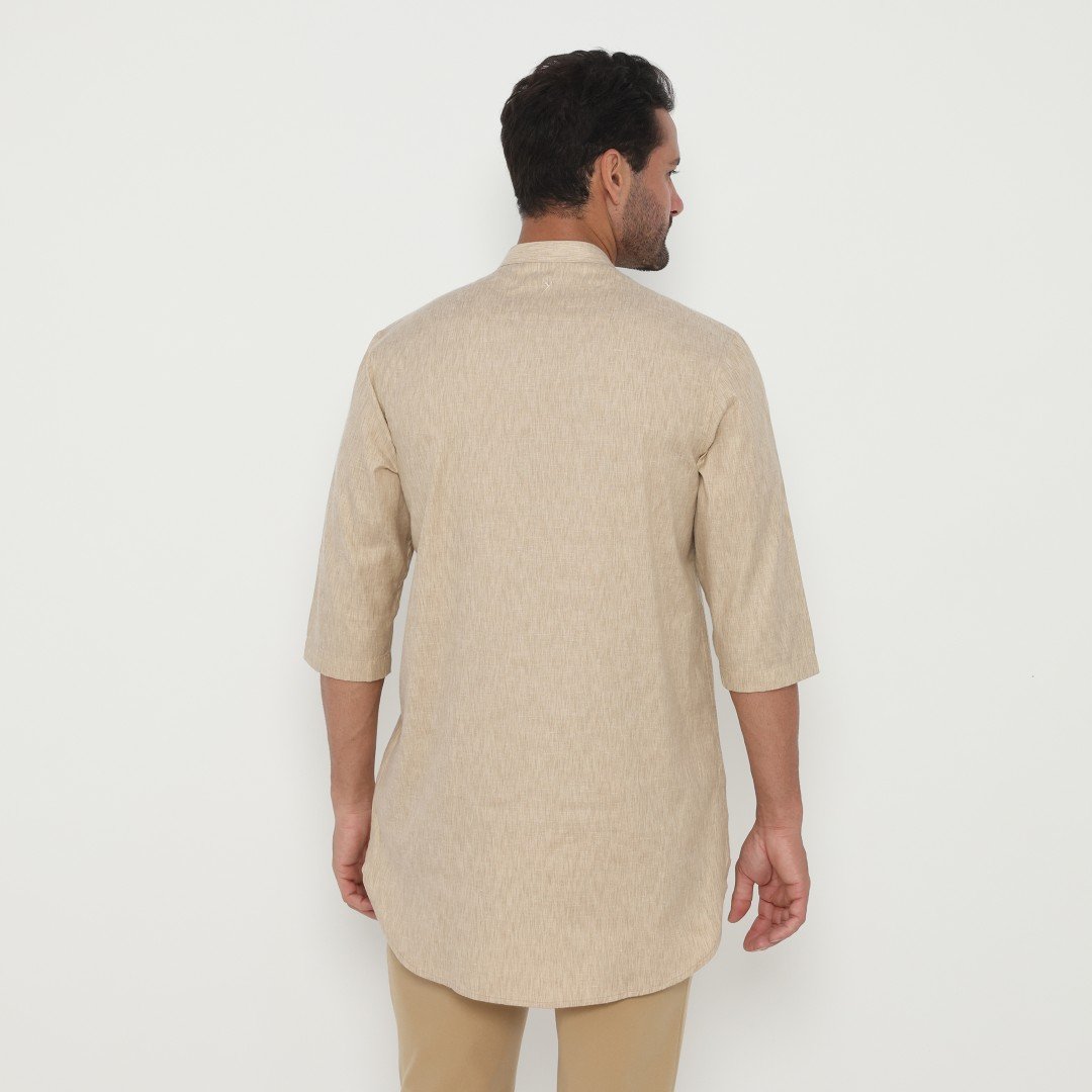Jobb Khalil Baju Koko Pria Kurta Lengan Pendek Regular Fit Khaki - Image 3