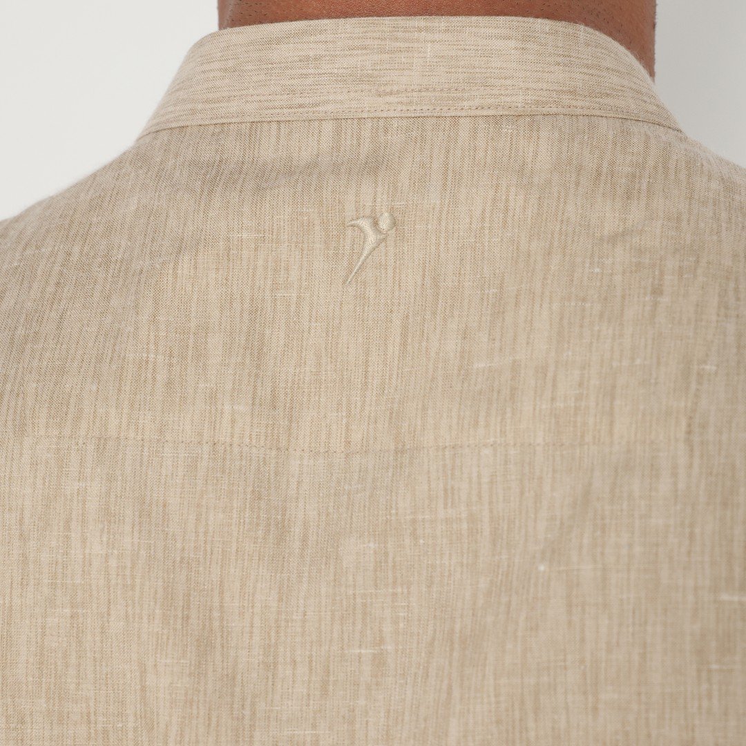 Jobb Khalil Baju Koko Pria Kurta Lengan Pendek Regular Fit Khaki - Image 4
