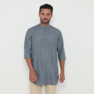 Jobb Khalil Baju Koko Pria Kurta Lengan Pendek Regular Fit Navy