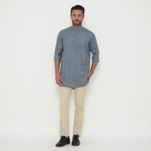Jobb Khalil Baju Koko Pria Kurta Lengan Pendek Regular Fit Navy