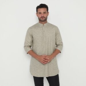 Jobb Khalil Baju Koko Pria Kurta Lengan Pendek Regular Fit Olive