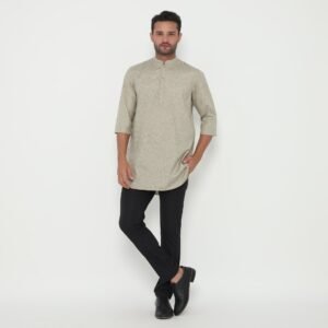 Jobb Khalil Baju Koko Pria Kurta Lengan Pendek Regular Fit Olive
