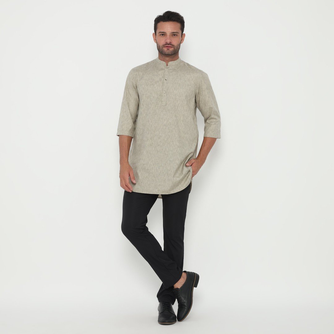 Jobb Khalil Baju Koko Pria Kurta Lengan Pendek Regular Fit Olive - Image 5