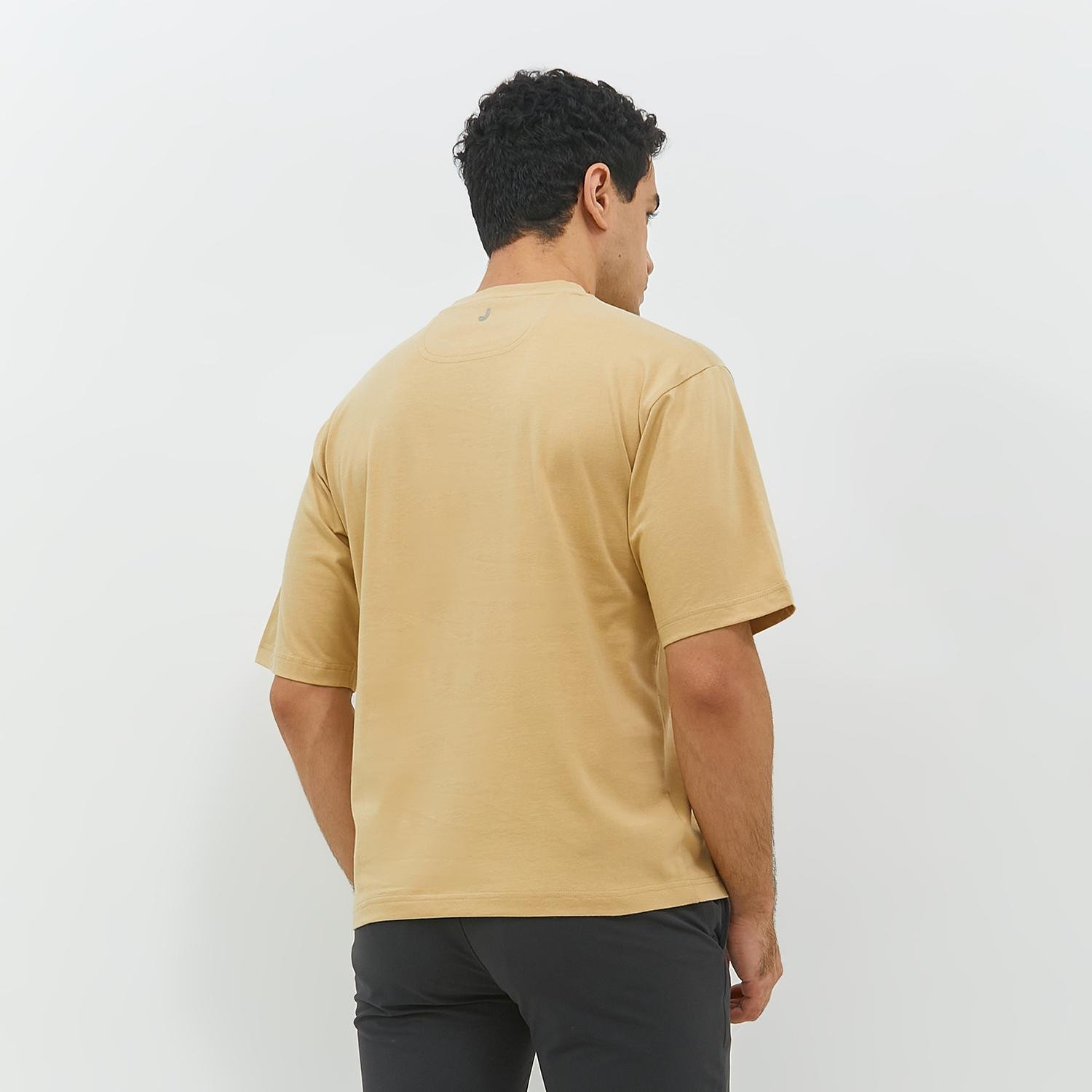 JOBB Leven T-shirt Pria Oversized Dark Khaki - Image 4