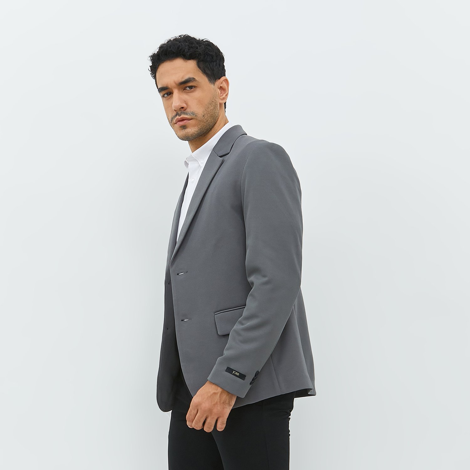 Jobb Pradier-T2 Blazer Pria Slim Fit Abu-Abu - Image 2