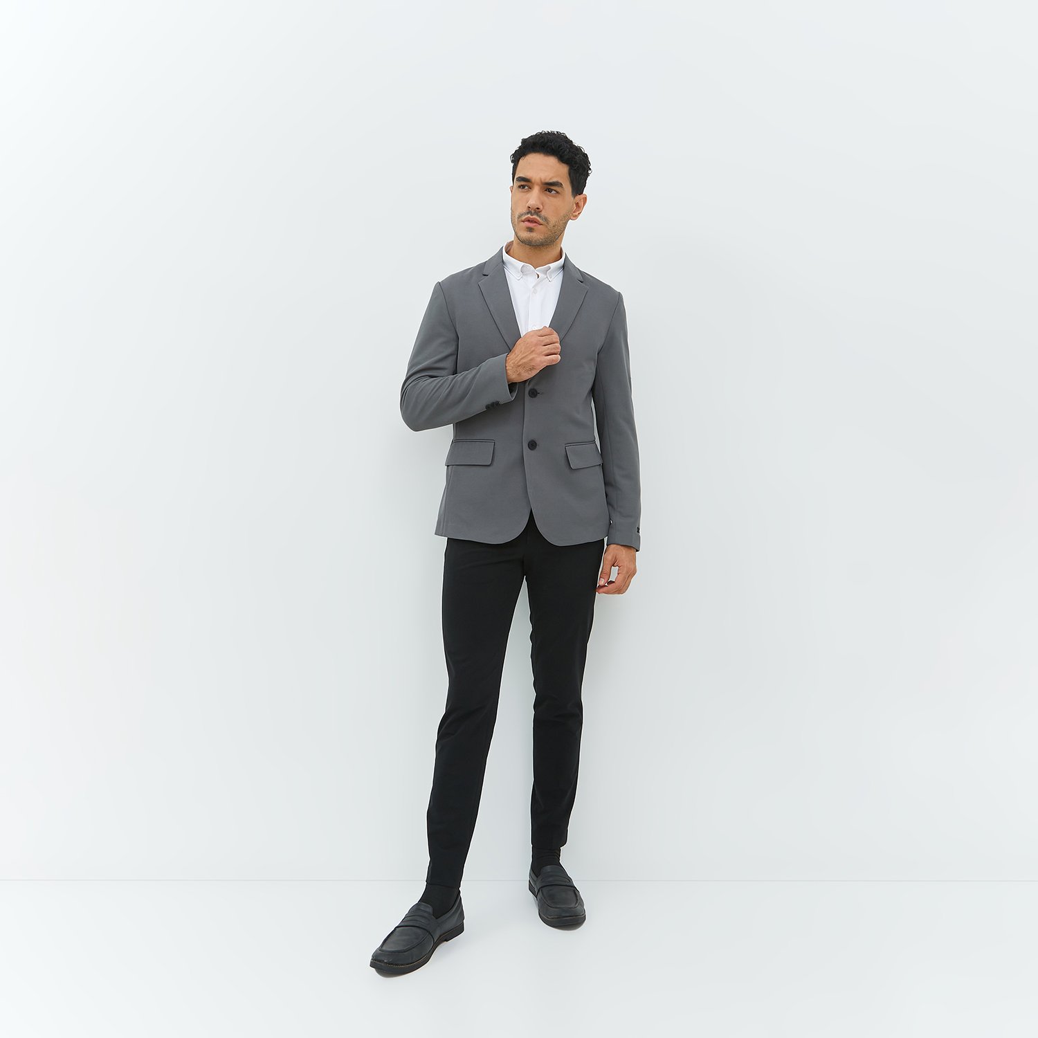 Jobb Pradier-T2 Blazer Pria Slim Fit Abu-Abu - Image 6