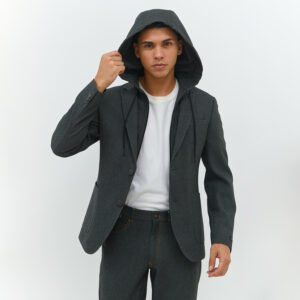 Jobb Ronaldo-T2 Hybird Blazer Pria Slim Fit Dark Grey