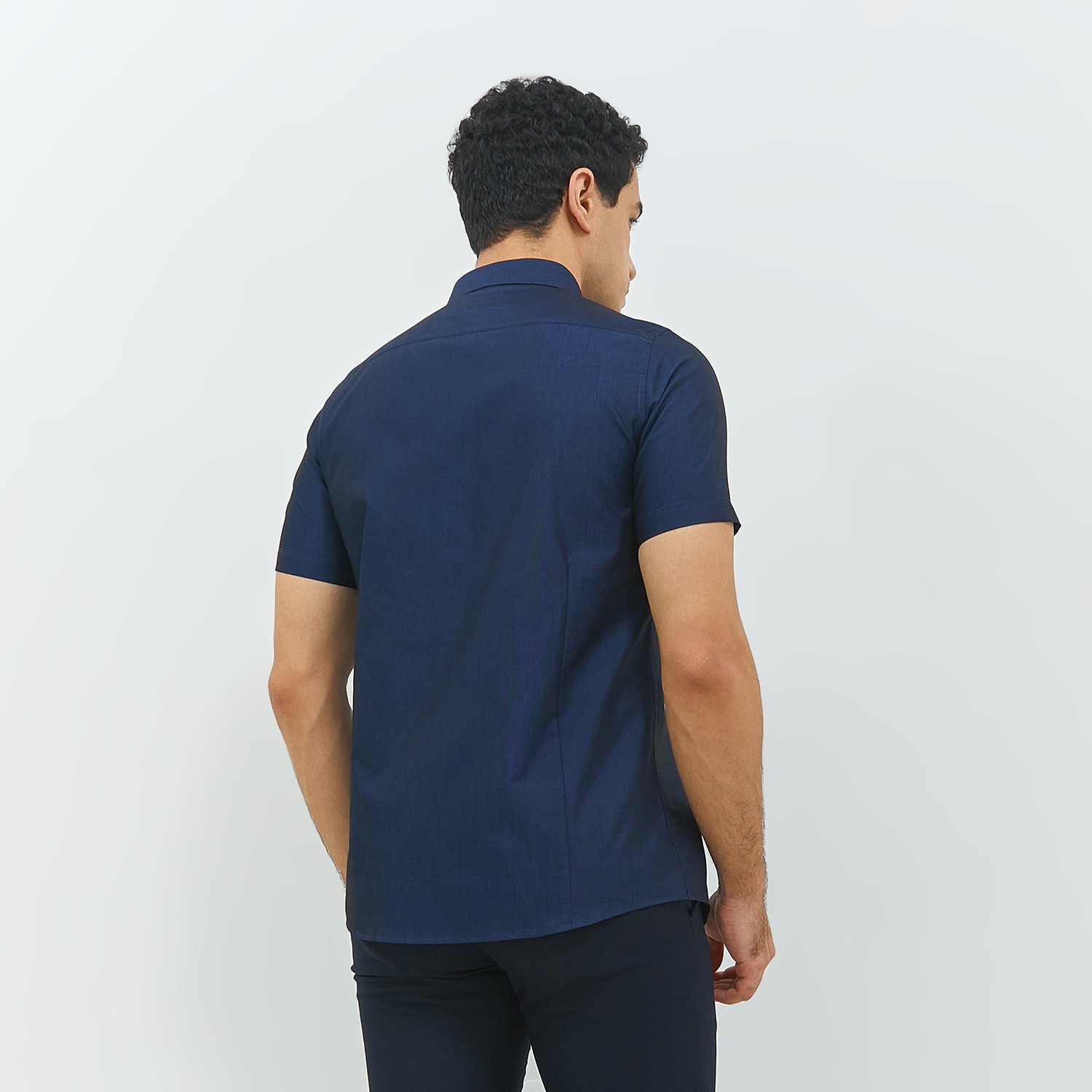 JOBB Trion Kemeja Pria Lengan Pendek Slim Fit Navy - Image 5